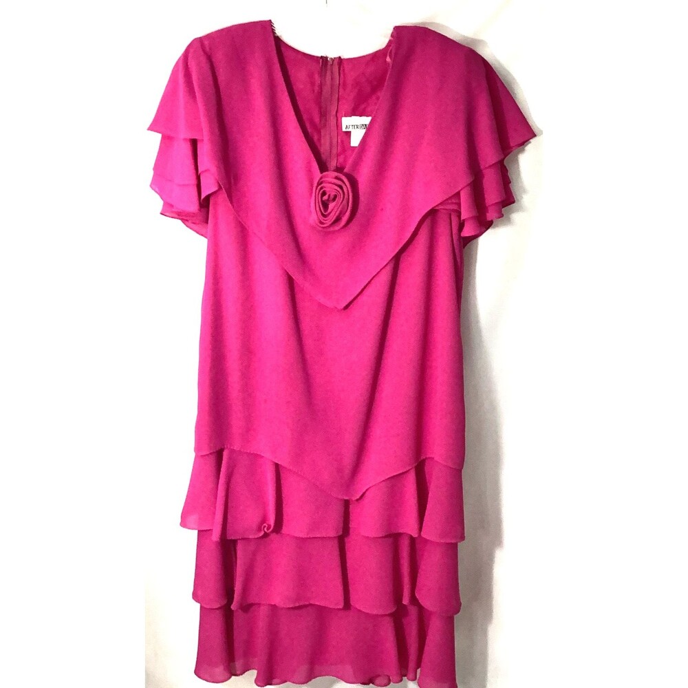 Vintage After Dark Magenta Pink Cocktail Dress 80s 90s Formal Dopamine Glam